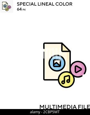 Multimedia-Datei spezielles lineales Farbvektorsymbol. Multimedia-Dateisymbole für Ihr Geschäftsprojekt Stock Vektor