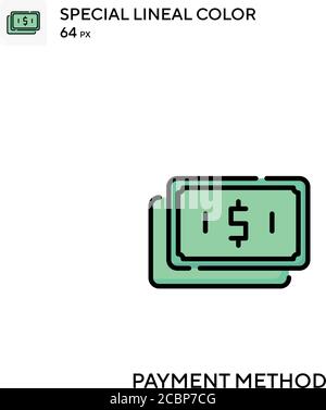 Zahlungsart spezielles lineales Farbvektorsymbol. Zahlungssymbole für Ihr Geschäftsprojekt Stock Vektor