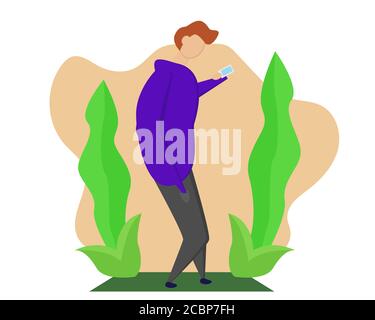 Illustration Vektor-Design eines Mannes mit Smartphone Stock Vektor