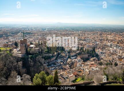 Blick von der Alhambra auf die Stadt, Granada, Andalusien, Spanien Stockfoto