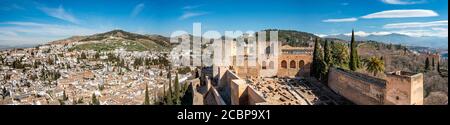 Festung Alcazaba, mit Blick auf Albayzin, Alhambra, Granada, Andalusien, Spanien Stockfoto