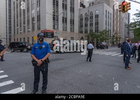 NEW YORK, NY - 14. AUGUST 2020: US-Präsident Donald J. Trump besucht Bruder Robert Trump, 72, einen Tag vor seinem verstorbenen Sohn im Krankenhaus. Stockfoto