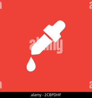 Tropfensymbol Auf Rotem Hintergrund. Rote Flache Vektorgrafik. Stockfoto