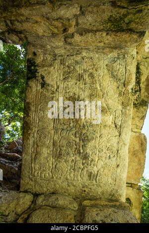 Sturz 29 in Gebäude 10 in den Ruinen der Maya-Stadt Yaxchilan am Usumacinta Fluss in Chiapas, Mexiko. Stockfoto