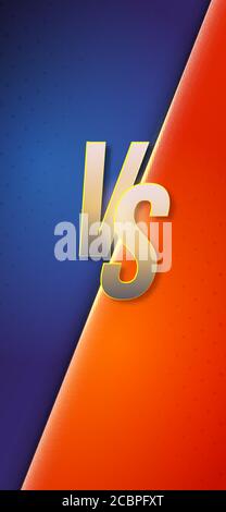 Versus-Style für Kampf oder Wettkampf. Goldbuchstaben VS auf Kontrastfarben. Vektor-Hintergrund im Comic-Stil für Smartphones X Größen. Telefon-UI Stock Vektor