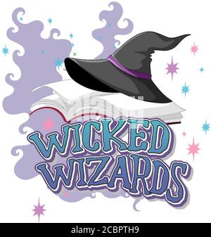 Wicked Wizards Logo auf weißem Hintergrund Illustration Stock Vektor