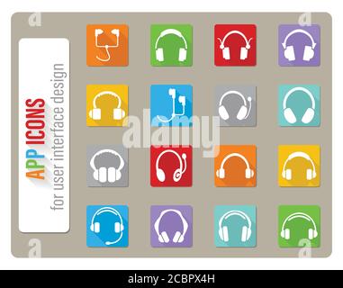Kopfhörer Icon Set Stock Vektor