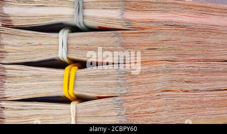 Stapel von Euro-Banknoten, Geld große Wad Packs, close up, Makro Stockfoto