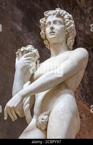 Catania - Die nächtlichen Detail der Brunnen Amenano von Tito Angelini (1837). Stockfoto