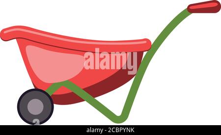 Symbol für die Schubkarre „Landwirtschaft“. Cartoon der Landwirtschaft Schubkarre Vektor-Symbol für Web-Design isoliert auf weißem Hintergrund Stock Vektor