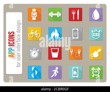 Überwachung apps Icon Set Stock Vektor