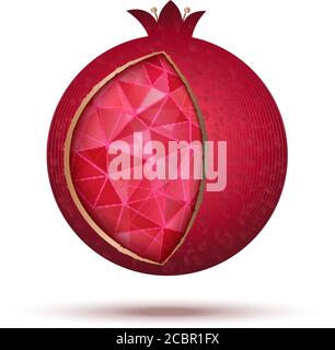 Reifer roter Granatapfel, Vektorgrafik. Granatapfel-Ikone als jüdisches Symbol des süßen Lebens. Stock Vektor
