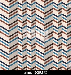Modisches Zickzack-Muster in braunen und tealigen Retro-Farben. Nahtloses Chevron-Muster. Vektorhintergrund Stock Vektor