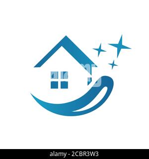 Home Reinigung Service Logo Vektor Illustration. Clean House Logo Symbol Design-Vorlage isoliert. Stock Vektor