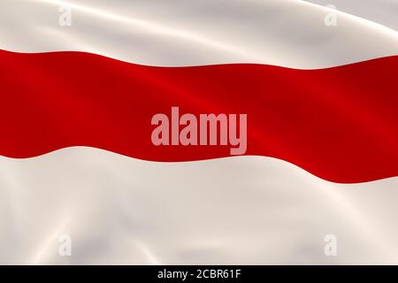 Weiß-rot-weiß Flagge historisches Symbol der Belarussen winken im Wind, realistische 3D-Rendering, 3D-Illustration Stockfoto