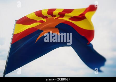 Flaggen der Staaten der USA. Flagge des Bundesstaates Arizona. 3D-Illustration. Vereinigte Staaten von Amerika Staaten Flaggen Sammlung. Stockfoto
