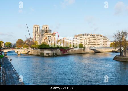 Oktober 2019, Notre-Dame de Paris, Frankreich. Dieses gotische mittelalterliche Denkmal brannte am 15 2019. april. Stockfoto
