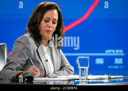 WILMINGTON, DELAWARE, USA - 13. August 2020 - Vize-Präsidentschaftskandidat der USA bei Joe Biden, Kamala Harris Stockfoto