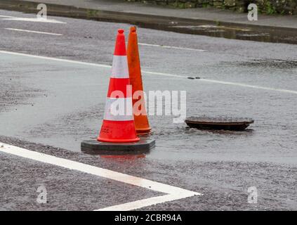 Straßen wegen Überschwemmungen gesperrt, Rosscarbery, West Cork, Irland Stockfoto