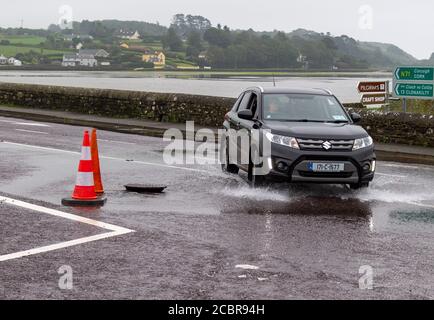 Straßen wegen Überschwemmungen gesperrt, Rosscarbery, West Cork, Irland Stockfoto