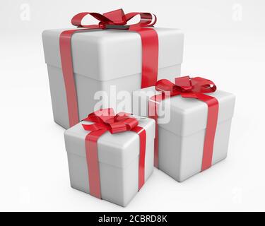 3d Geschenke oder Geschenke zum Geburtstag weihnachten valentinstag 3d-Rendering Isoliert auf Weiß Stockfoto