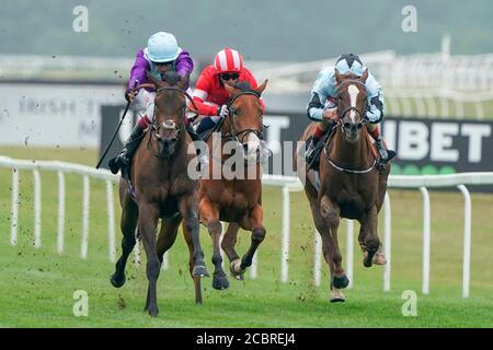 Alcohol Free mit Oisin Murphy (links) gewinnt die Novice-Einsätze der Unibet-Fillies auf der Rennbahn Newbury. Stockfoto