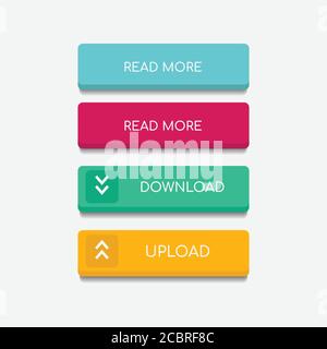 Web Buttons flache Bauform. Web- und ui Farbe Symbol für moderne Website. Tasten mit verschiedenen Aktionen eingerichtet werden. Vector Icons isoliert auf whi Stock Vektor