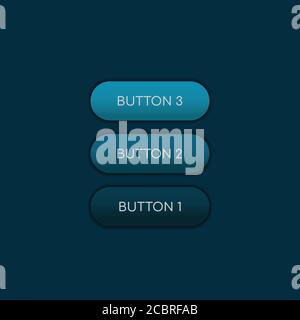 Web-Tasten flach Design. Web-und ui-Anwendung Farbe Button-Symbol für moderne Website. Vektorsymbole auf dunklem Hintergrund isoliert Stock Vektor