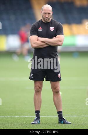 Gloucester-Cheftrainer George Skivington während eines Wam-up-Spiels vor dem Spiel der Gallagher Premiership im Sixways Stadium, Worcester. Stockfoto