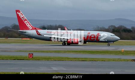 Fuke Foto vom 13/1/2020 eines Jet2-Flugzeugs, das am Flughafen Manchester landet. Mehr als 100 Piloten sollen bei Jet2 entlassen werden, nachdem die Fluggesellschaft alternative Vorschläge abgelehnt hat, teilte eine Gewerkschaft mit. Im Juni sagte die Gewerkschaft der British Airline Pilots Association (Balpa), dass die Fluggesellschaft mit Sitz in Leeds vorschlage, 102 Pilotarbeitsplätze zu kürzen, nachdem die Flüge aufgrund der Coronavirus-Pandemie geerdet wurden. Am Samstag erklärte die Gewerkschaft, dass Jet2 die Kürzungen trotz einer Reihe alternativer Optionen, die von Balpa vorgebracht wurden, fore. Stockfoto