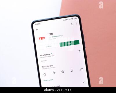 Assam, indien - Augest 15, 2020 : TED Talks-Logo auf dem Telefonbildschirm. Stockfoto