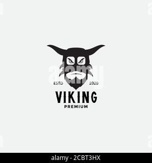 VIKING SCANDINAVIA GESICHT KOPF WÜTEND LOGO-DESIGN Stock Vektor