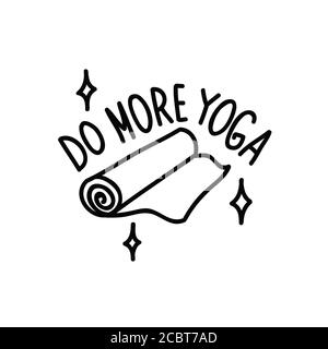 Yoga-Matte, tun Sie mehr Yoga Doodle Symbol, Vektor-Linie Illustration Stock Vektor