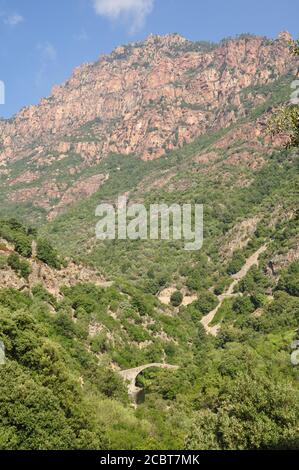 Gorges de la Spelunca im Süden Korsikas Stockfoto