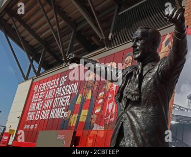 Bill Shankly Statue, LFC, Liverpool Football Club, Anfield, Premier League, Merseyside, Nordwestengland, Großbritannien, L4 2UZ Stockfoto