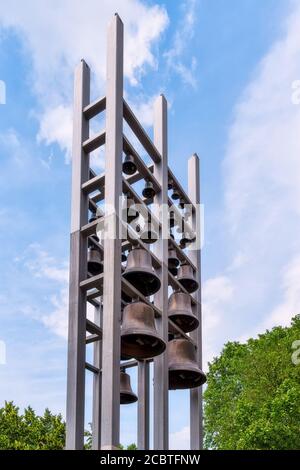 Glockenturm an der Stelle der abgerissenen Garnisonenkirche, Glockenspiel der Garnisonkirche in Potsdam, Brandenburg, Deutschland Stockfoto