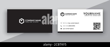 Schwarz-Weiß Visitenkartendesign. Sauberer und moderner Stil. Vektorgrafik Stock Vektor