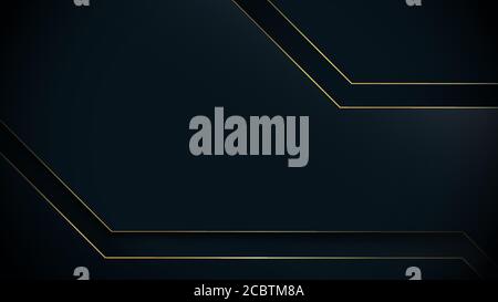 Abstraktes polygonales Muster Luxus dunkelblau mit Gold Hintergrund. Vektorgrafik Stock Vektor