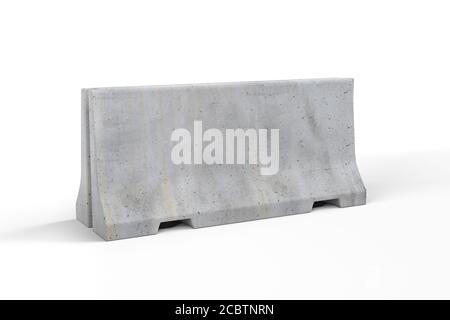 Betonsperre isoliert auf weißem Hintergrund - 3d-Rendering Stockfoto