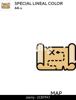 Kartenspezial lineales Farbvektorsymbol. Ordnen Sie Symbole für Ihr Geschäftsprojekt zu Stock Vektor