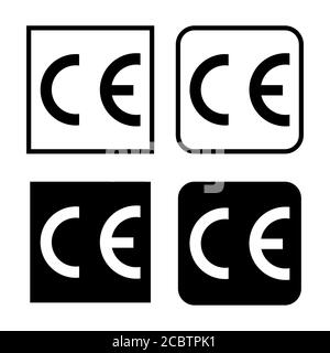 Satz von CE-Zeichen Symbol für conformite europeenne, sauber Etikett Produkt, Informationen Vektor Illustration Zeichen . Stock Vektor