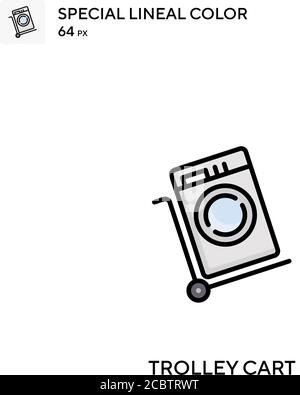Trolley-Wagen spezielles lineales Farbvektor-Symbol. Trolley-Cart-Symbole für Ihr Geschäftsprojekt Stock Vektor