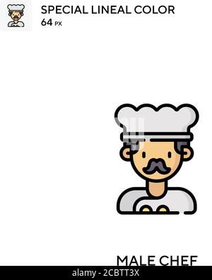 Männlicher Koch spezielles lineales Farbvektor-Symbol. Männliche Chef Symbole für Ihr Business-Projekt Stock Vektor