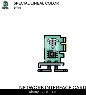 Netzwerkschnittstellenkarte spezielles lineales Farbvektorsymbol. Symbole der Netzwerkschnittstellenkarte für Ihr Geschäftsprojekt Stock Vektor