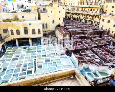 Die Chouara-Gerberei in Fez Stockfoto