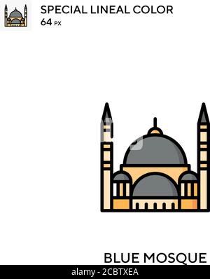 Blaue Moschee Spezielle lineare Farbe Vektor-Symbol. Blaue Moschee Symbole für Ihr Business-Projekt Stock Vektor