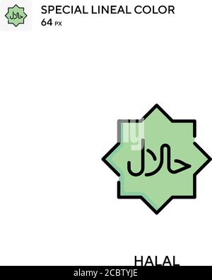 Halal spezielles lineales Farbvektorsymbol. Halal-Symbole für Ihr Geschäftsprojekt Stock Vektor