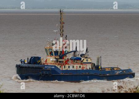 Schlepper geht nach Manon, um sie nach Portbury zu bringen Docks Stockfoto