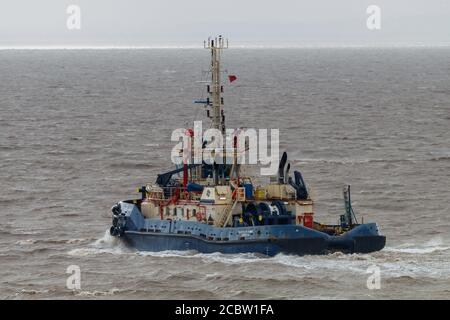 Schlepper geht nach Manon, um sie nach Portbury zu bringen Docks Stockfoto