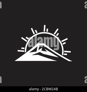 Monogramm-Logo-Vektor für Sonnenstrahlen in den Bergen Stock Vektor